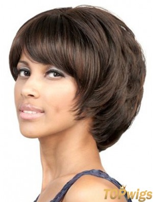 Capless Chin Length Wavy Brown Suitable Bob Wigs