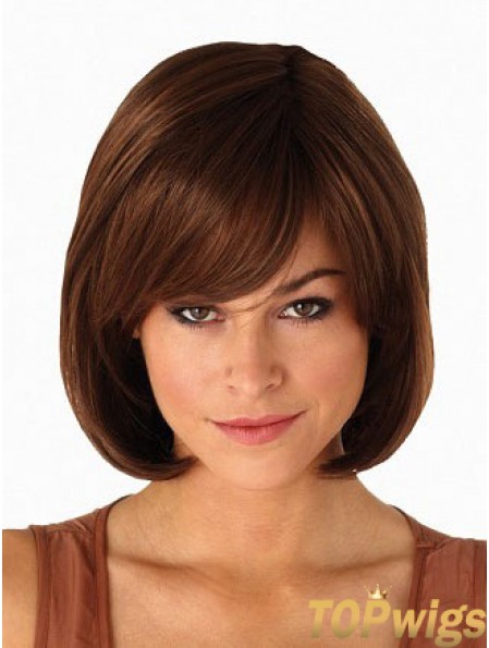 Capless Chin Length Straight Auburn Modern Bob Wigs