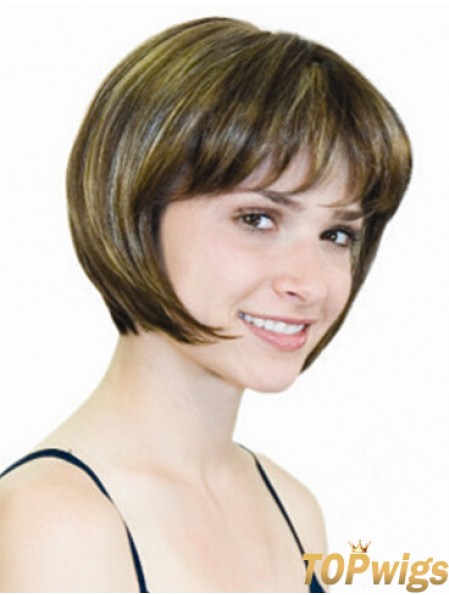 Straight Chin Length Blonde 10 inch Monofilament Convenient Bob Wigs