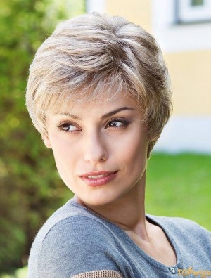 Sassy Short Straight 6 inch Synthetic Grey Wigs