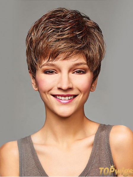 Short Curly Wigs With Capless Synthetic Blonde Color Cropped Length