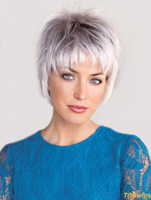 Capless Straight Cropped 6 inch Salt And Pepper Wig