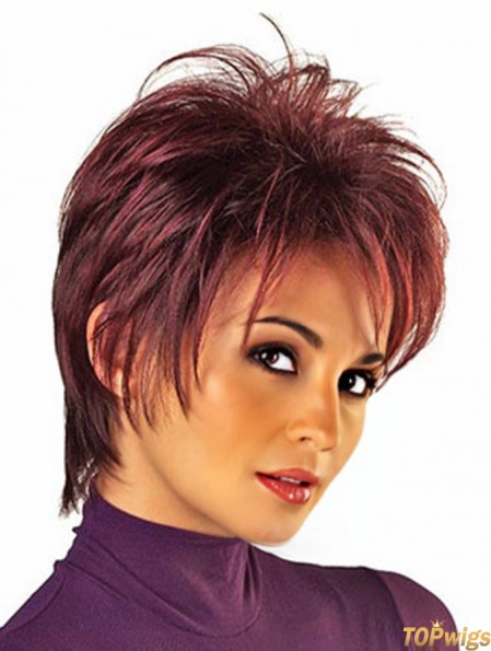 Red Wigs UK With Capless Straight Style Boycuts