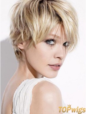 Short Blonde Wigs With Capless Straight Style Boycuts