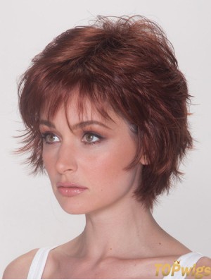 Best Wigs With Synthetic Capless Auburn Color Straight Style