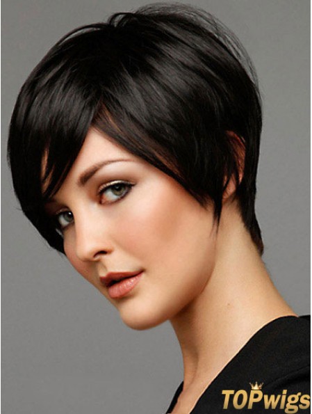 Short Wig With Capless Black Color Boycuts Straight Style