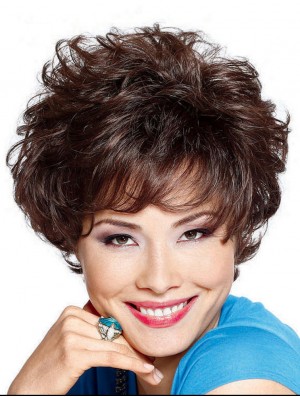 6.5 inch Designed Curly Layered Brown Short Wigs