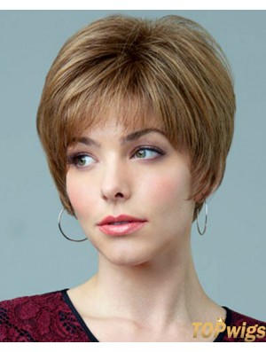 5.5 inch Natural Straight Boycuts Auburn Short Wigs