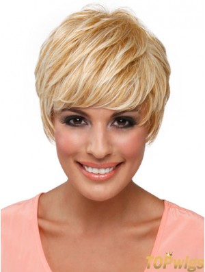 Boycuts Straight Blonde Capless Top Short Wigs