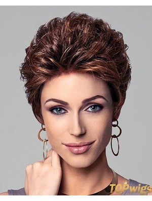 Short Curly Wig With Capless Cropped Length Layered Cut