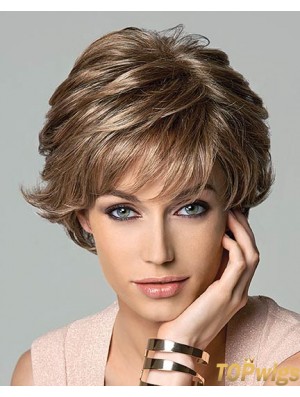 9.5 inch Amazing Wavy Layered Brown Short Wigs