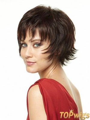 Layered Straight Brown Capless New Short Wigs