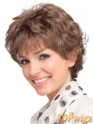 Modern Auburn Short Wavy Layered Human Hair Wigs