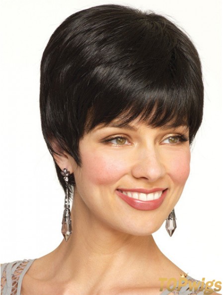 Boycuts Straight Black Capless Popular Short Wigs