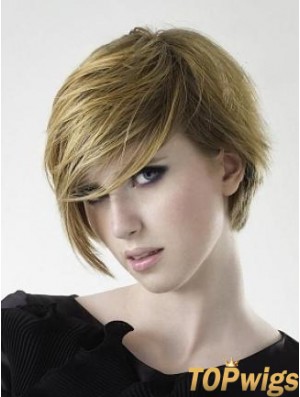 Layered Straight Blonde Capless Cheap Short Wigs