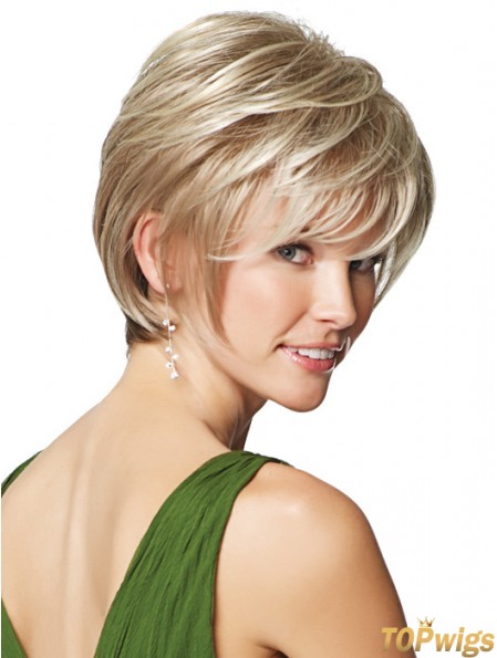 9 inch Cheap Straight Layered Blonde Short Wigs