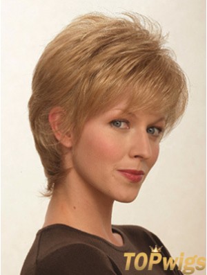 Layered Straight Blonde Capless Suitable Short Wigs