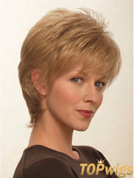 Layered Straight Blonde Capless Suitable Short Wigs