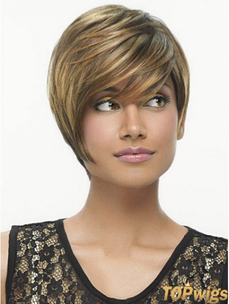 Bobs Straight Brown Capless High Quality Short Wigs