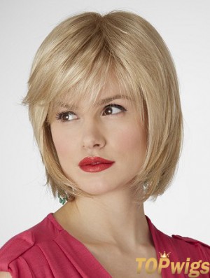 10 inch Natural Straight Bobs Blonde Short Wigs