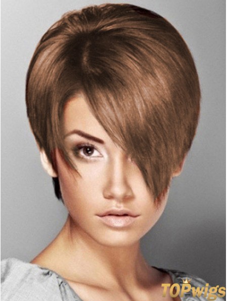 Boycuts Straight Brown Capless Soft Short Wigs