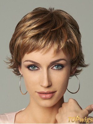 8 inch Style Wavy Layered Blonde Short Wigs