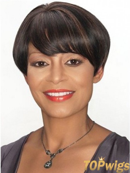 Boycuts Straight Brown Capless Modern Short Wigs