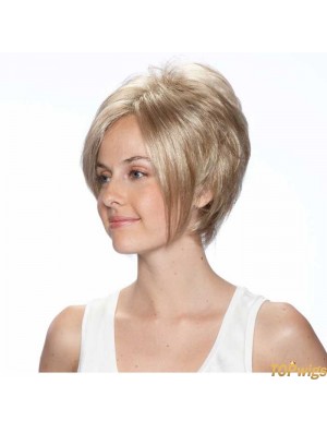 8 inch Online Straight Bobs Blonde Short Wigs