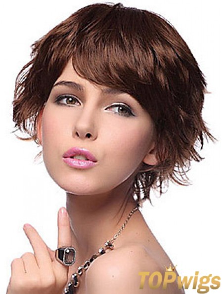 Layered Wavy Auburn Capless New Short Wigs