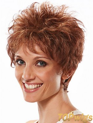 Boycuts Wavy Auburn Capless Flexibility Short Wigs