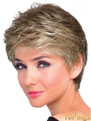 Boycuts Wavy Brown Capless Natural Short Wigs