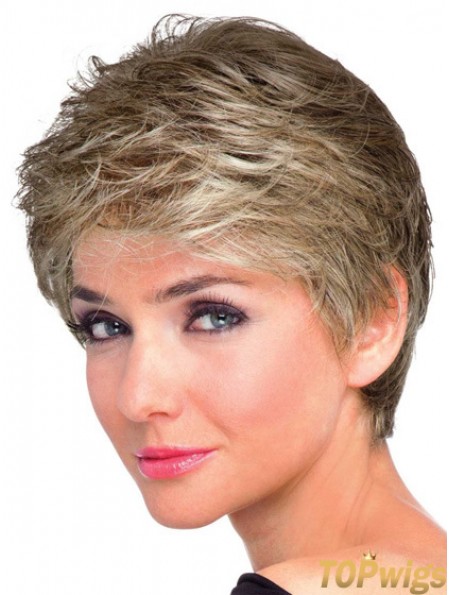 Boycuts Wavy Brown Capless Natural Short Wigs