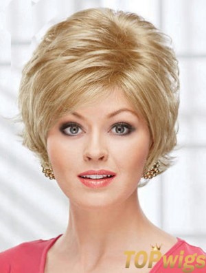 8 inch Beautiful Wavy Layered Blonde Short Wigs