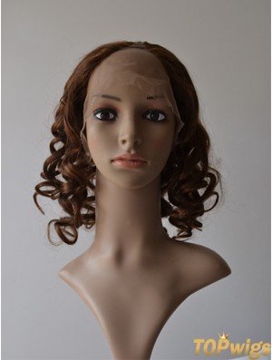 12 inch Lace Front Curly Brown Convenient U Part Wigs