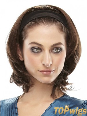 Brazilian Straight Brown Chin Length Clip In Half Wig