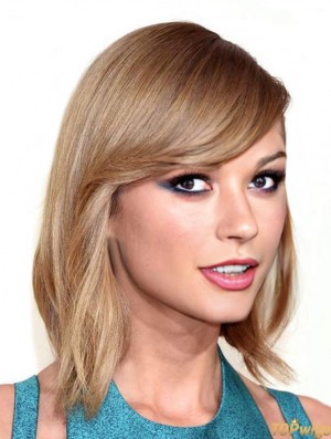 Capless With Bangs Straight Shoulder Length Blonde Affordable  Wigs