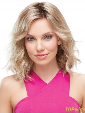 Front Lace Wigs UK Shoulder Length Blonde Color Layered Cut