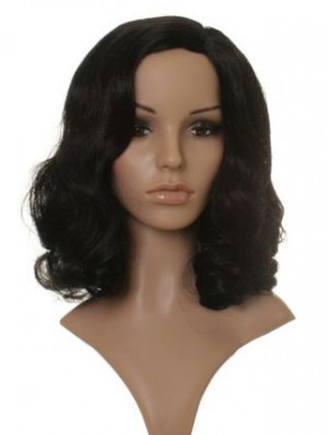 Style Black Shoulder Length Wavy 14 inch Without Bangs Celebrity Wigs