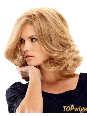 Shoulder Length Bobs 14 inch Curly Blonde Medium Wigs