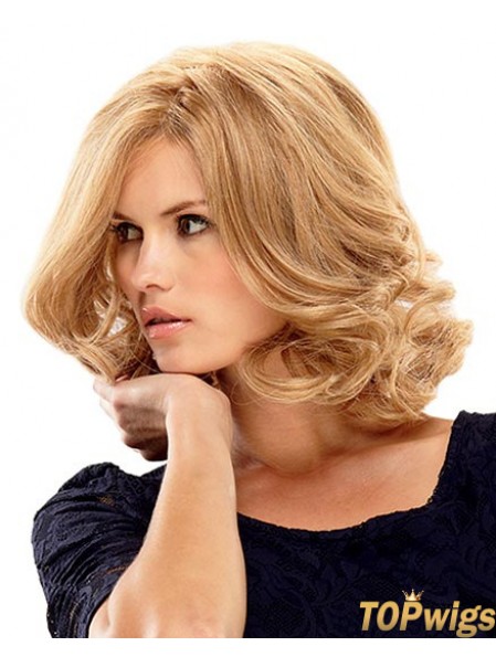 Shoulder Length Bobs 14 inch Curly Blonde Medium Wigs