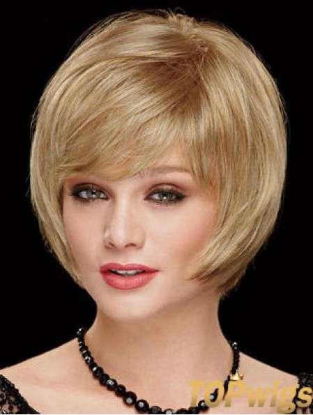 Chin Length Bobs 8 inch Straight Blonde Medium Wigs