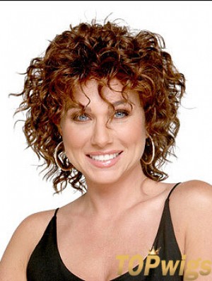 Shoulder Length Layered 13 inch Curly Auburn Medium Wigs