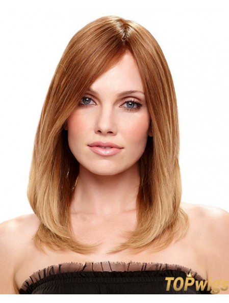 Shoulder Length With Bangs 16 inch Straight Auburn Medium Wigs