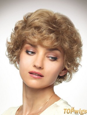 Chin Length Layered 10 inch Curly Blonde Medium Wigs