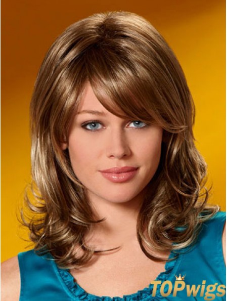 Incredible Wavy Auburn Shoulder Length Layered Medium Wigs