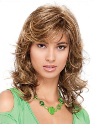 Popular Curly Blonde Shoulder Length Classic Medium Wigs