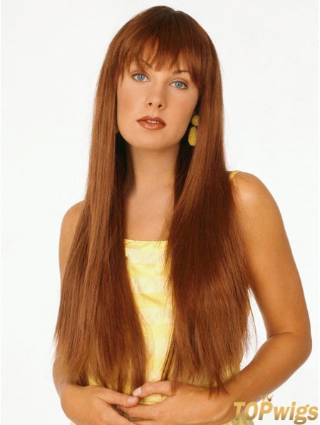 Good Auburn Straight With Bangs Capless Long Wigs