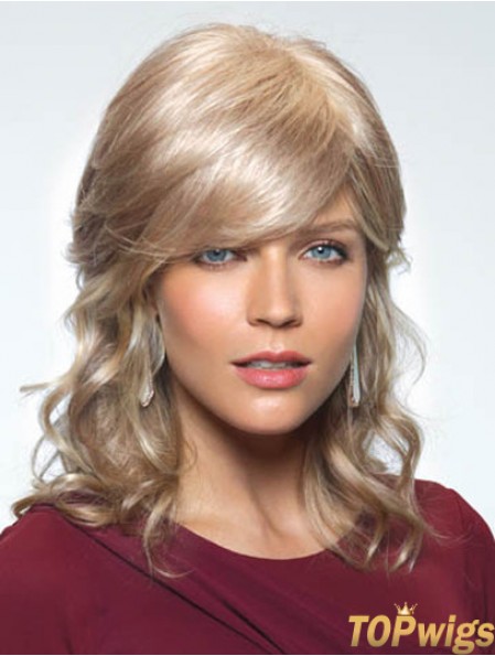 Soft Blonde Wavy With Bangs Capless Long Wigs