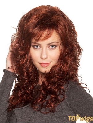 Exquisite Auburn Curly With Bangs Capless Long Wigs