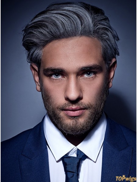 Synthetic Grey Short Straight Mens Wigs UK